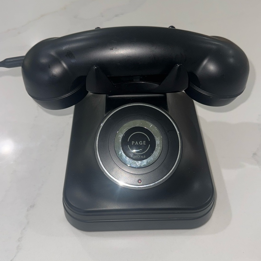 Grand Pottery Barn Cordless Black Phone and Handset Retro Wireless Untested